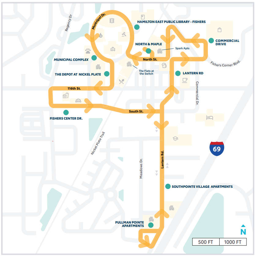 Fishers AV Shuttle Map